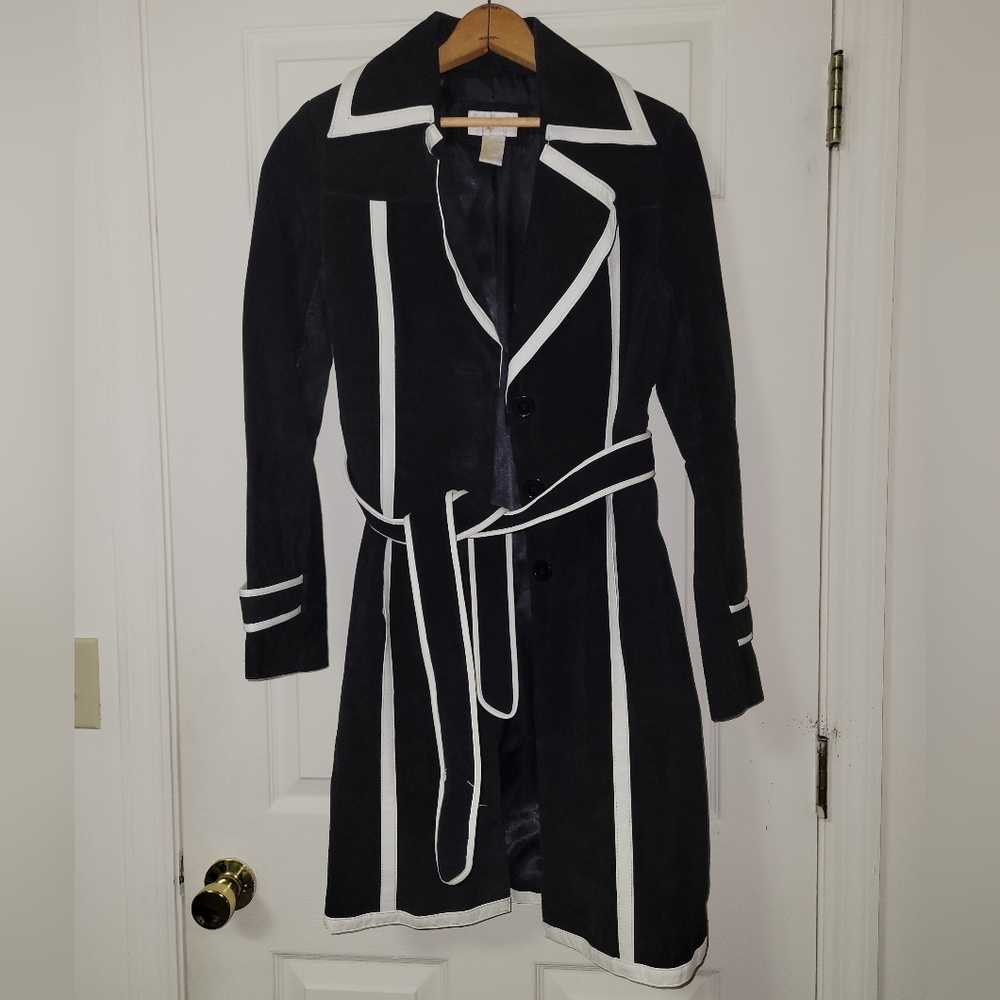 Suede Lapel Collar Trench Coat